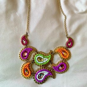 Beaded paisleys statement necklace